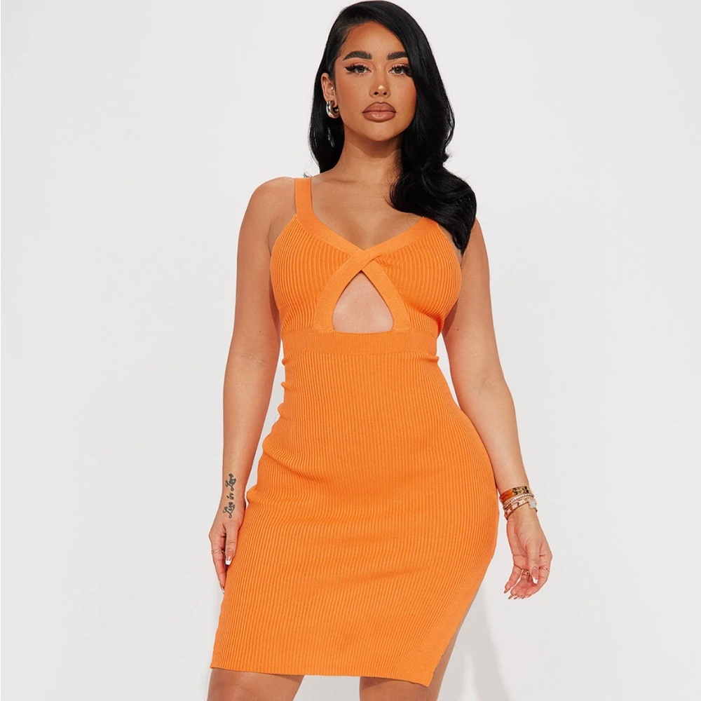 Orange ribbed dress NWT
